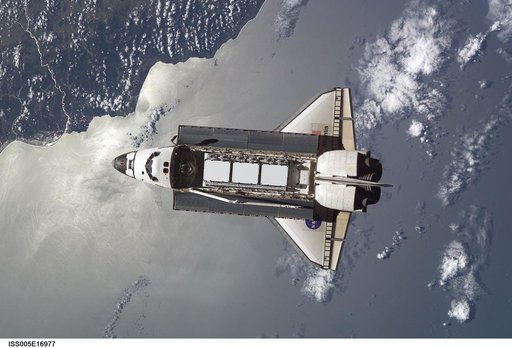 Atlantis during STS-112 approach to ISS during Expedition Five