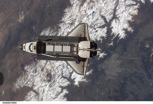 Atlantis during STS-112 approach to ISS during Expedition Five