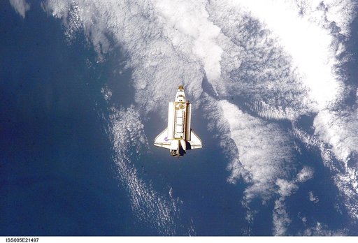 Endeavor during STS-113 approach to ISS during Expedition Five