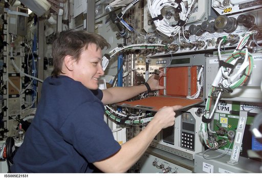 Whitson works with the PCG-STES in the U.S. Laboratory during Expedition Five