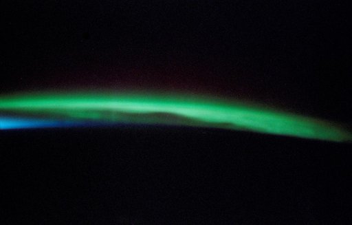 View of Aurora near Earth's limb taken during Expedition Six