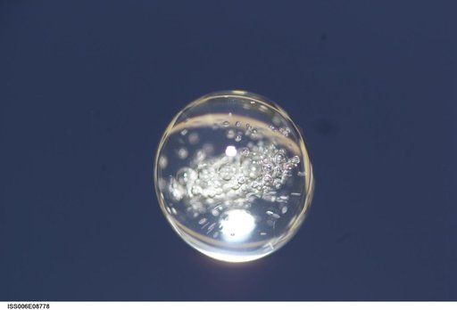 Bubble formed as a result of a Zeolite Crystal Growth experiment in the U.S. Laboratory