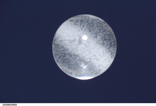 Bubble formed as a result of a Zeolite Crystal Growth experiment in the U.S. Laboratory