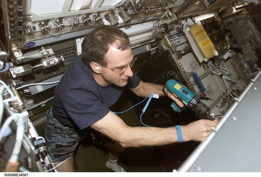 Flight Engineer Donald R. Pettit is troubleshooting the MSG in the U.S. Laboratory