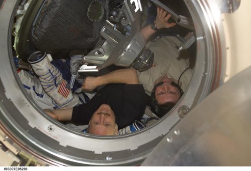 Expedition Six crew in the Soyuz spacecraft