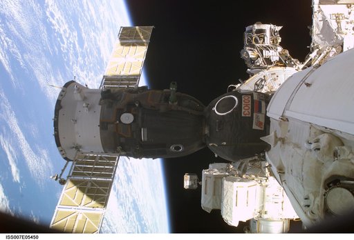 Soyuz spacecraft docked to ISS