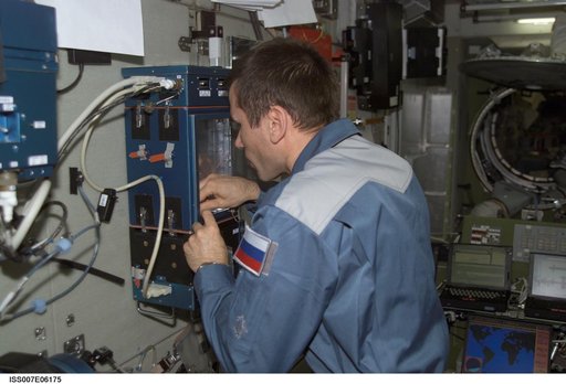 Expedition Seven CDR Malenchenko with LADA greenhouse