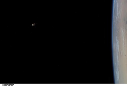 Progress capsule approaching ISS for docking