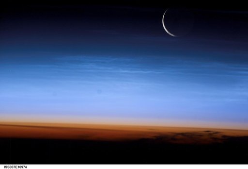 Moon during sunset taken by the Expedition Seven crew