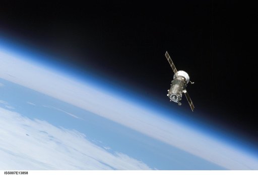 View of the Progress Spacecraft after undocking from the ISS during Expedition Seven