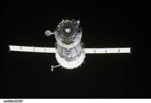 Soyuz TMA-4 taken by EXP 8 crew as EXP 9 approached the ISS for docking