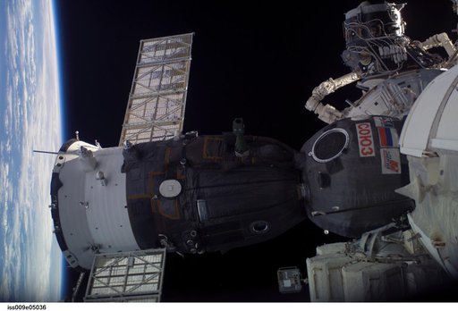 Soyuz TMA-4 docked to the Zarya FGB during Expedition 9