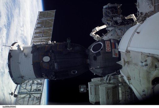 Soyuz TMA-4 docked to the Zarya FGB during Expedition 9