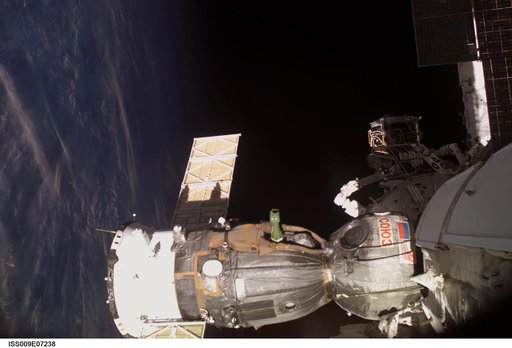Soyuz TMA-4 spacecraft attached to the Space Station during Expedition 9