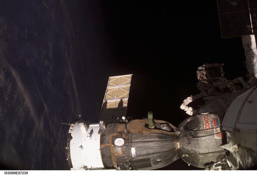 Soyuz TMA-4 spacecraft attached to the Space Station during Expedition 9