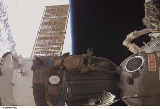 Soyuz TMA-4 docked to the Zarya FGB during Expedition 9