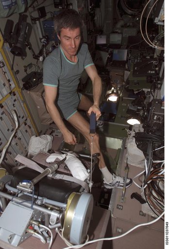 Krikalev working out on VELO bike