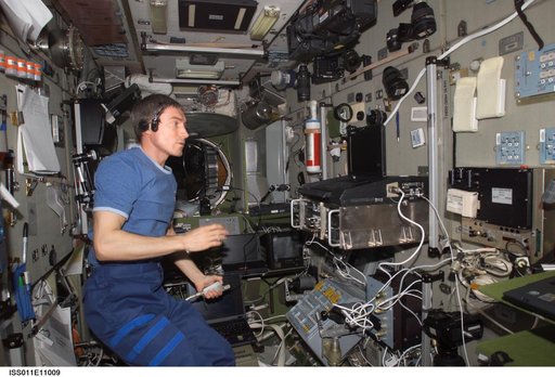 Krikalev in Zvezda module prior to docking of STS-114