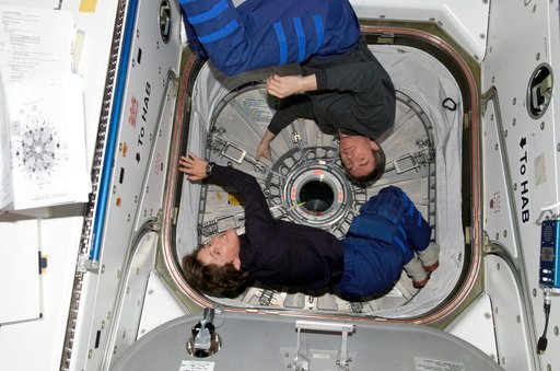 Krikalev and Lawrence in MPLM