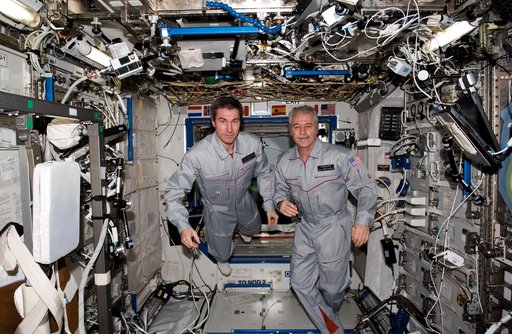 Krikalev and Phillips in Destiny module