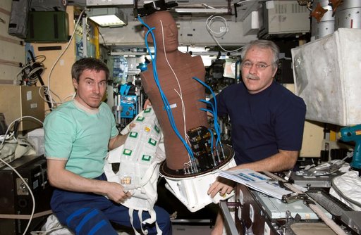Krikalev and Phillips with Matryoshka payload system