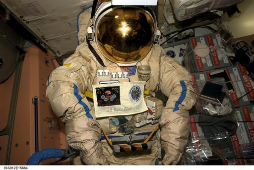 Orlan suit after Radioskaf (Suitsat-1) preparations on Expedition 12
