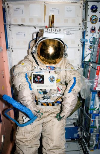 Orlan suit after Radioskaf (Suitsat-1) preparations on Expedition 12