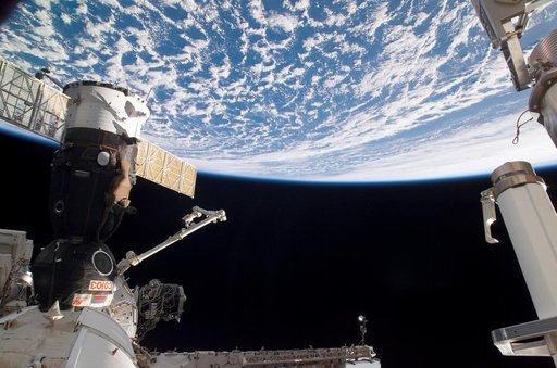Soyuz Spacecraft TMA-8 docked to the ISS taken during Expedition 13