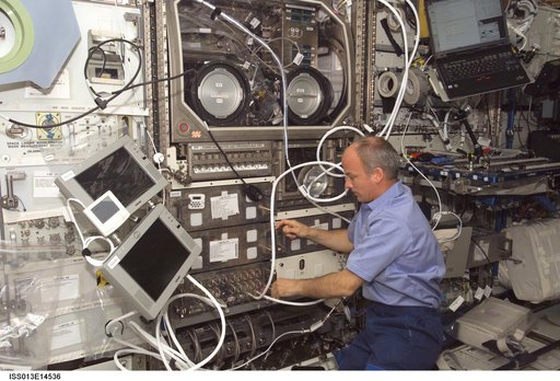 Williams works at the MSG during Expedition 13