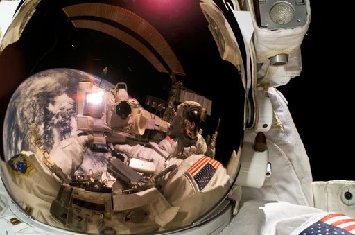 Fossum during EVA 1