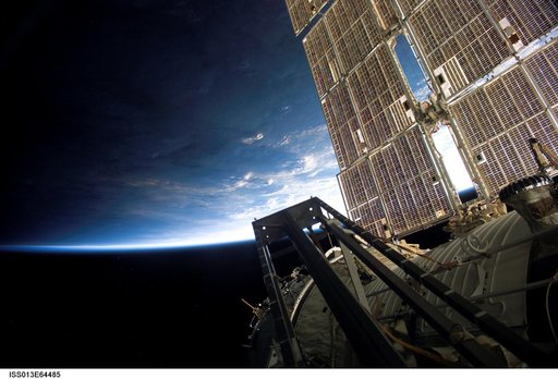 Solar Array Panels and Earths Horizon during Expedition 13