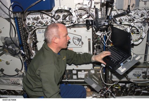 Williams in the U.S. Laboratory during Expedition 13