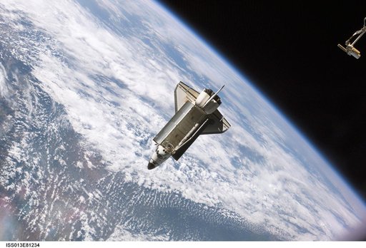 View of Orbiter Atlantis after undocking from the ISS during Expedition 13