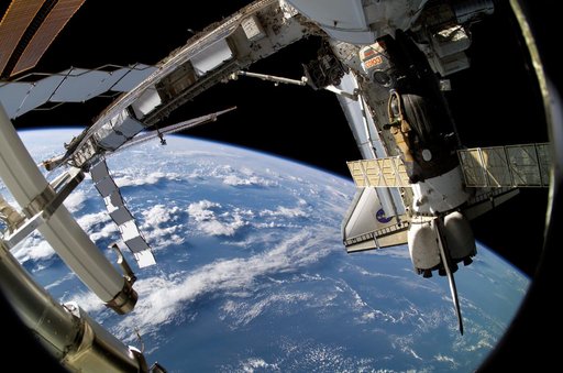 FGB, Soyuz Spacecraft, PMA-3, and the Orbiter Atlantis during Expedition 13