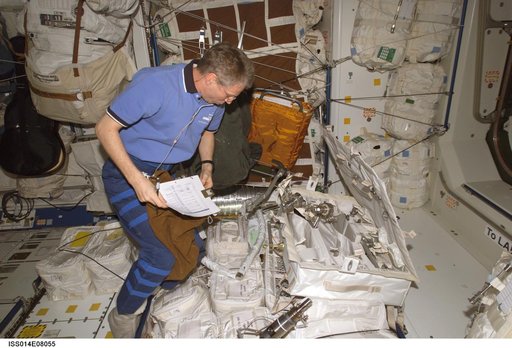 Reiter conducts EVA tool config in Node 1 / Unity module