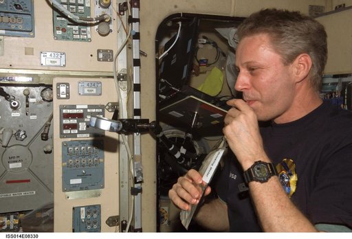 Reiter in galley area of Zvezda Service module