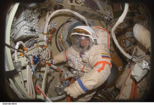 Tyurin in Pirs prior to EVA 17A
