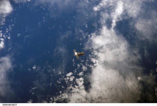 View of the Progress Spacecraft after undocking from the ISS
