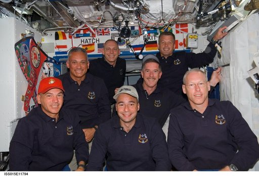 STS-117 Crewmembers pose for a portrait in the US Lab Joint Operations