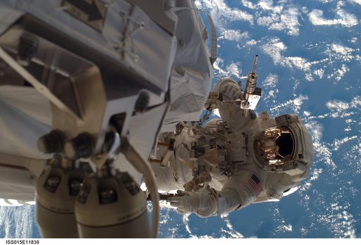 Olivas working on ISS construction during STS-117 EVA1