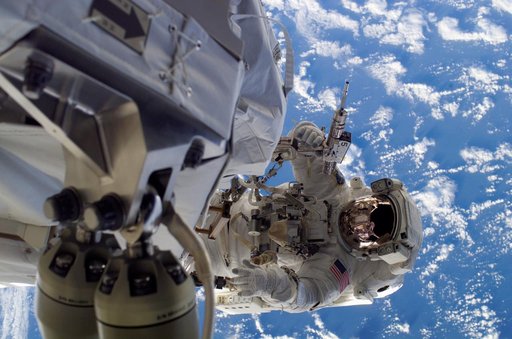 Olivas working on ISS construction during STS-117 EVA1