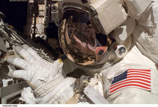 Reilly working on ISS construction during STS-117 EVA1
