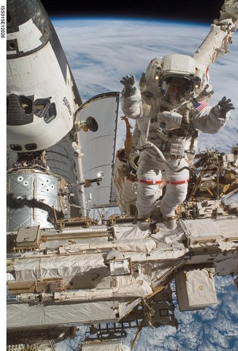View of Forrester on STS-117 EVA2 during Joint Operations with Expedition 15