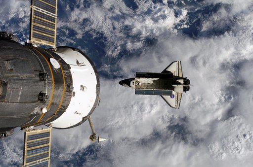 View of Atlantis after undocking from the ISS for the STS-117 Mission