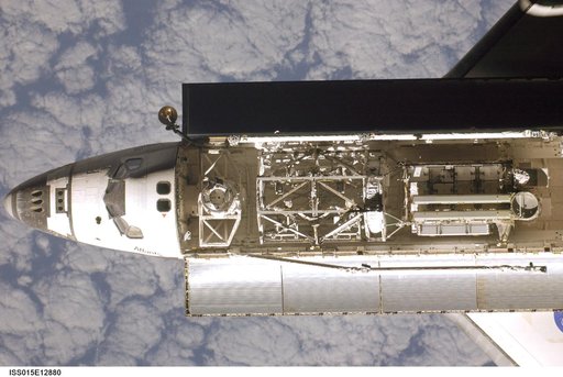View of Atlantis on approach to the ISS for Expedition 15/STS-117 Joint Operations
