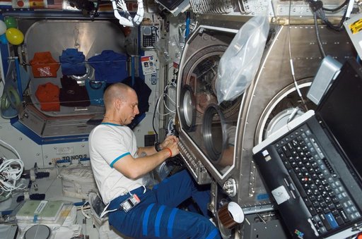 Anderson during a MSG Leak Test in the US Lab during Expedition 15