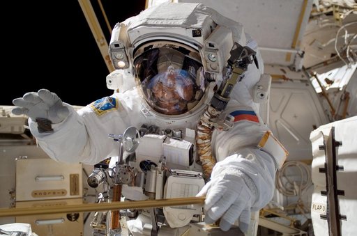 View of Yurchikhin posing for a photo during an Expedition 15 EVA