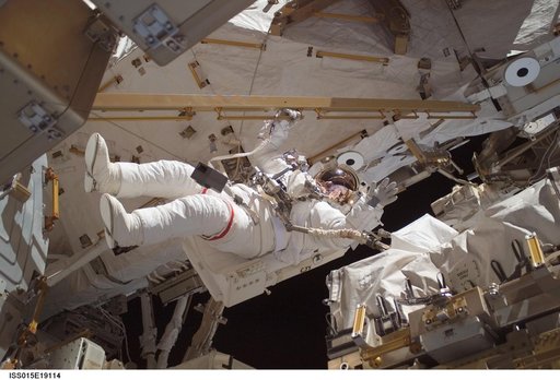 View of Anderson during a session of EVA on Expedition 15