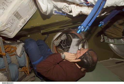 View of Expedition 15 FE Kotov preparing for the relocation of a Soyuz Spacecraft