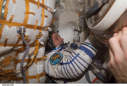View of Expedition 15 CDR Yurchikhin inside a Soyuz Spacecraft